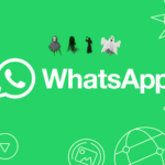 A person looking at their phone with a worried expression, while a ghostly outline of a hacker monitors their WhatsApp messages on another device, symbolizing WhatsApp Ghost Pairing Fraud